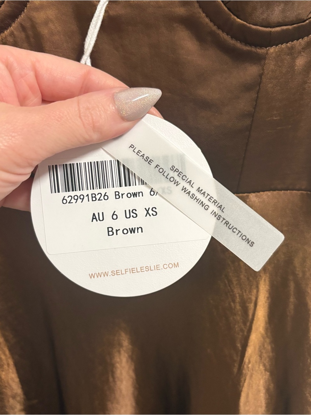 NEW Selfie Leslie Lake Como A-Line Midi Dress‎ - Brown Size XS - Picture 5 of 8